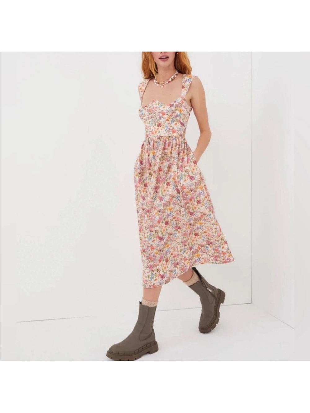 NWT For Love and Lemons Theodora mushroom midi dress